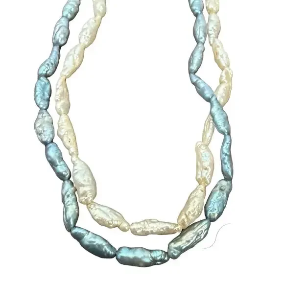 Vintage Beaded Necklaces White Blue Purple Green Blue Bangle Bracelet 4 Pieces - Picture 13 of 16